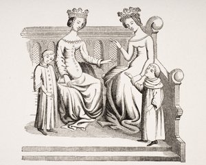 Robe des dames nobles et des enfants au XIVe siècle, d